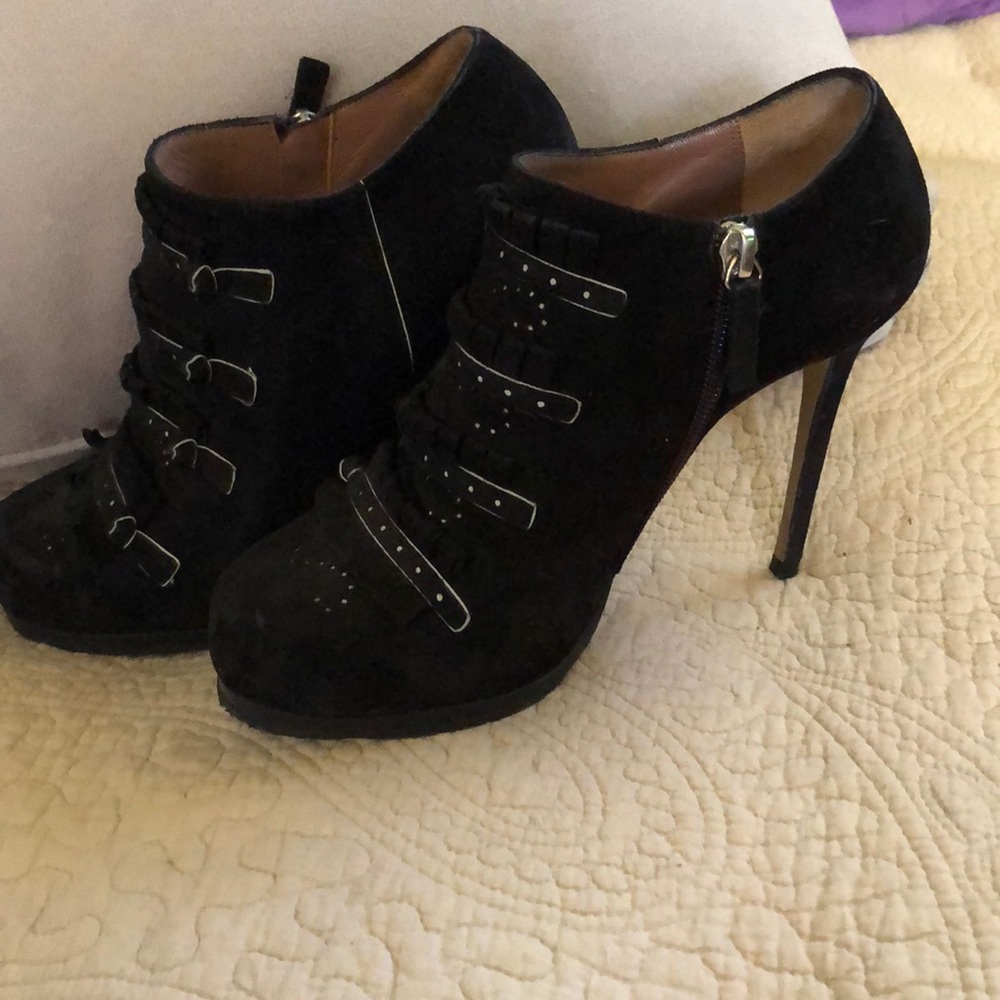 Black suede bootie